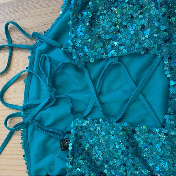 NWT Blue Sequin Sparkle Mini Dress (Medium) - Picture 5 of 6